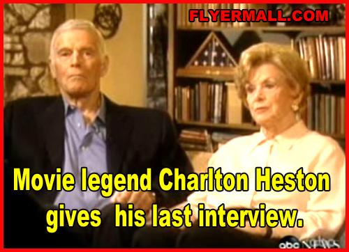 Movie legend Charlton Heston gives late ABC presenter Peter Jennings his last interview. His wife Lydia is by his side. Heston, who was also the star of TV's