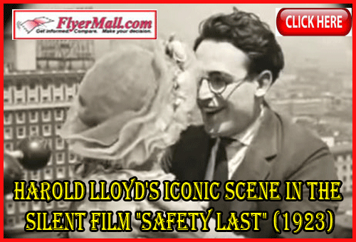 Harold Lloyd's iconic scene in the silent film