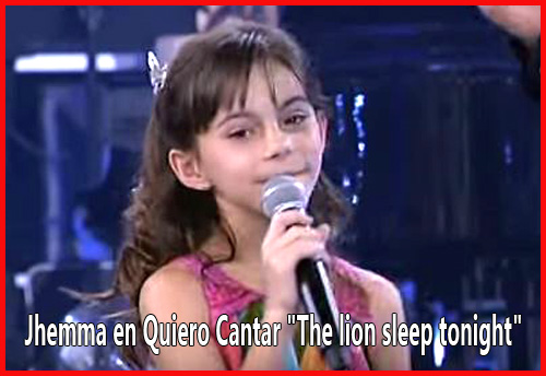Penultima gala de Quiero Cantar, esta vez le toco cantar la banda sonora del Rey León, Jhemma en Quiero Cantar The lions sleep to night . PETER SPYROS GOUDAS