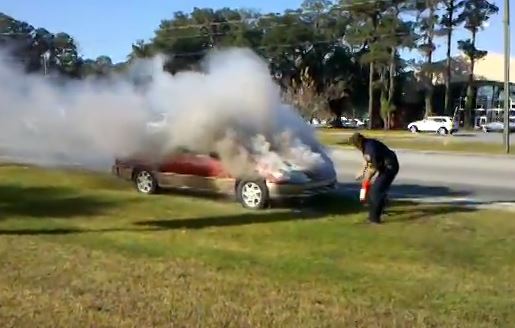 My neighbor caught this on tape; this is not me filming. That is my 2010 Toyota Camry on the right. The SUV next to me caught fire for some unknown reason and spread fire to my car. Notice the people who risked their lives to save their BMW 6 and Infiniti G37. Nobody was hurt. This is crazy.  Flyermall