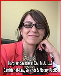 Harpreet Sachdeva, B.A., M.A., LL.B Barrister-at-Law, Solicitor & Notary Public